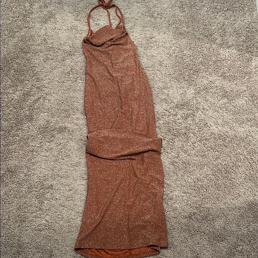 SHEIN Orange Halter Bodycon Dress for Wedding Guest